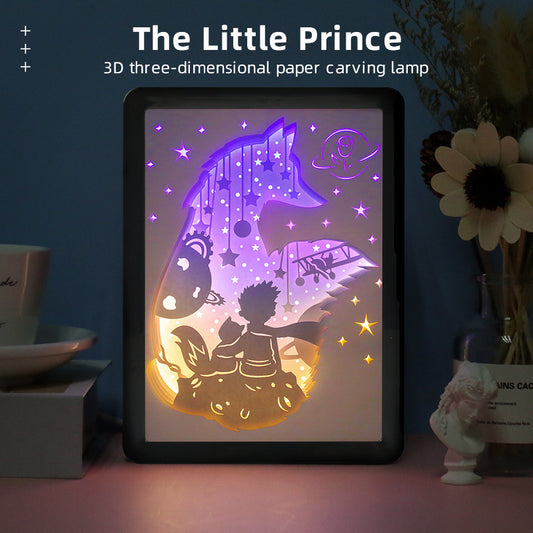 Little Prince Anime Paper Cut Carved Light Box with Led Light