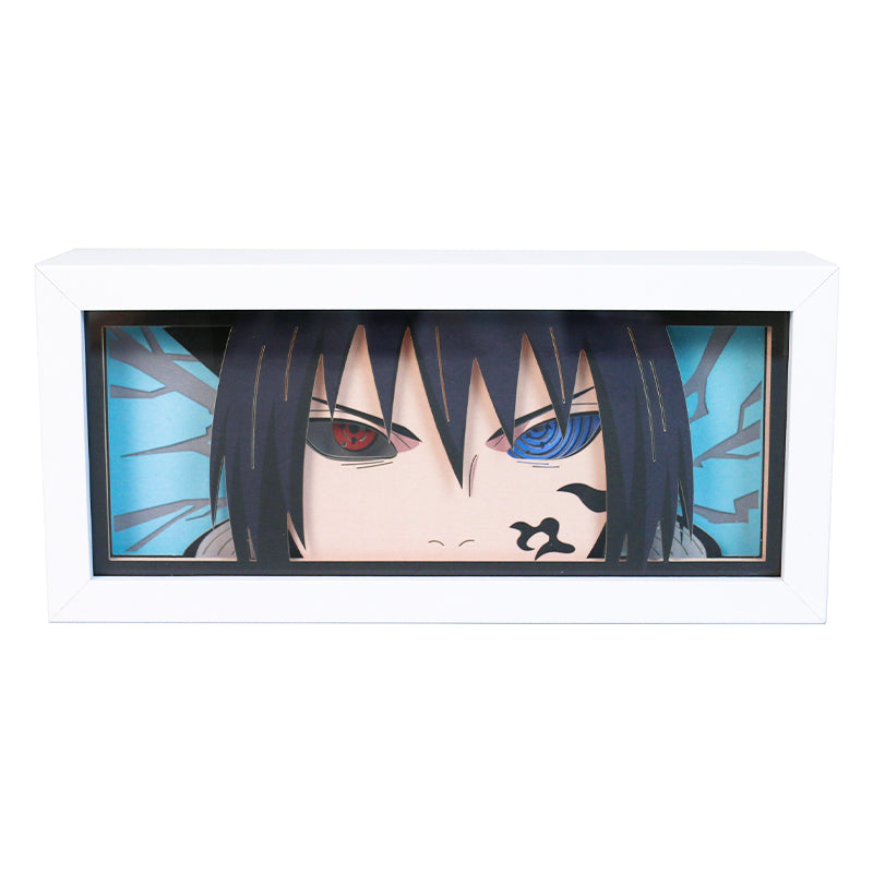Uchiha Sasuke Anime Paper Cut Carved Light Box with Led Light