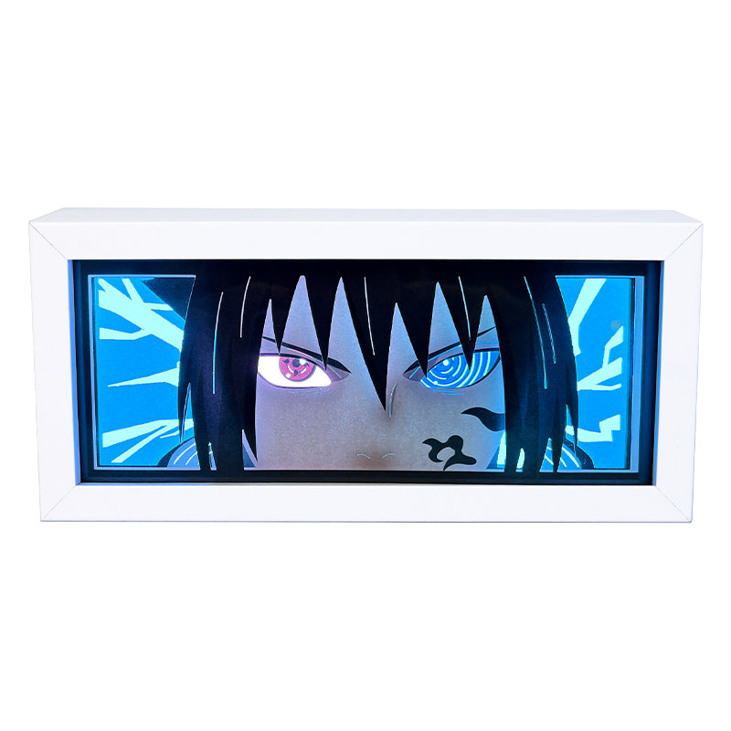 Uchiha Sasuke Anime Paper Cut Carved Light Box with Led Light