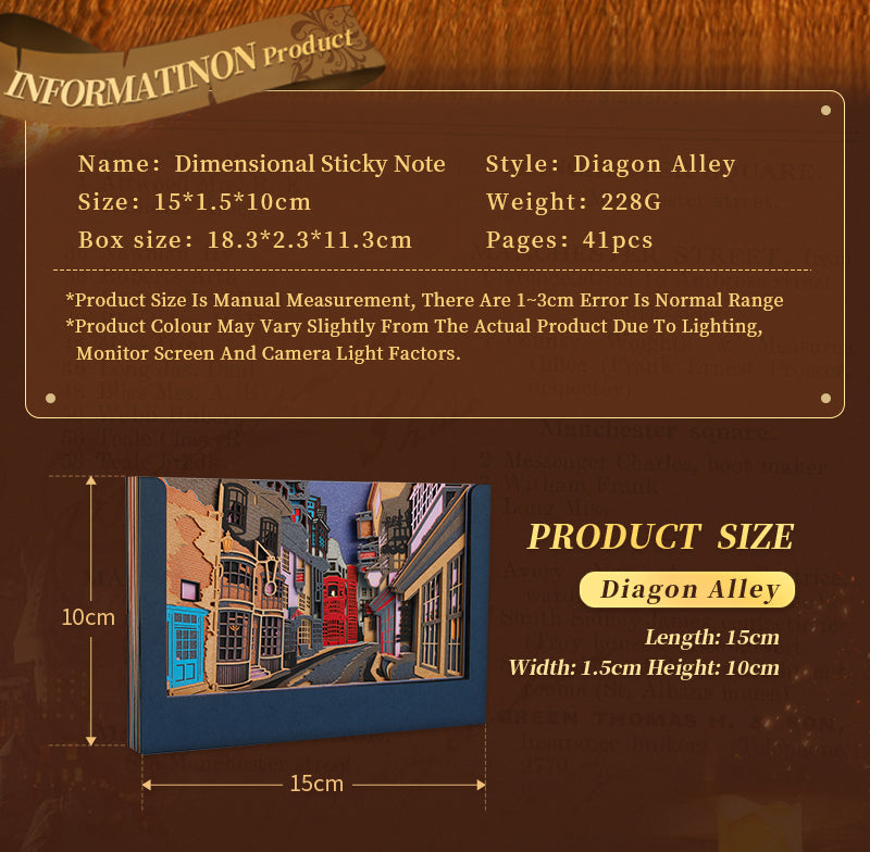 Harry Potter Corner Alley Model Hand Tear off 3D Memo Pad