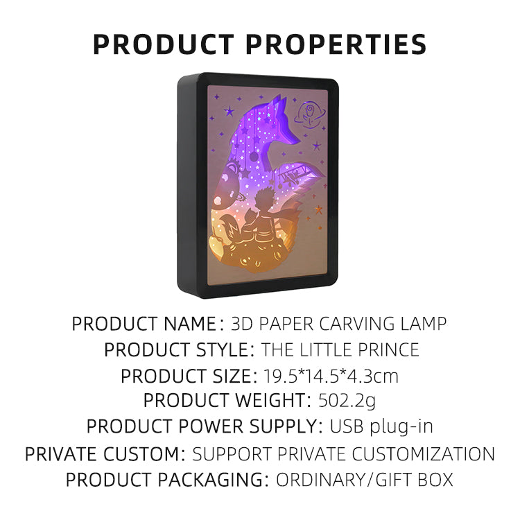 Little Prince Anime Paper Cut Carved Light Box with Led Light