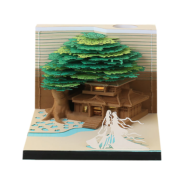 Marriage Tree House Model Hand Tear off 3D Memo Pad With Light