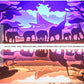 The horse Elephant Mount Fuji Paper Cut Carved Light Box with Led Light