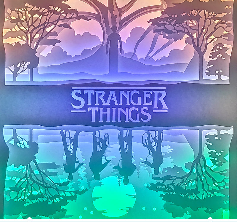 Stranger Things Anime Paper Cut Carved Light Box with Led Light