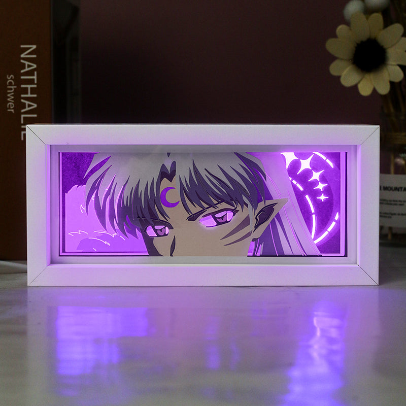 Sesshoumaru Anime Paper Carved Light Box with Led Light