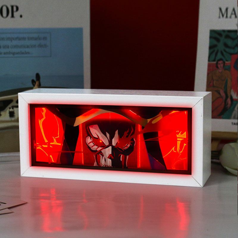 Ainz Ooal Gown Anime Paper Cut Carved Light Box with Led Light
