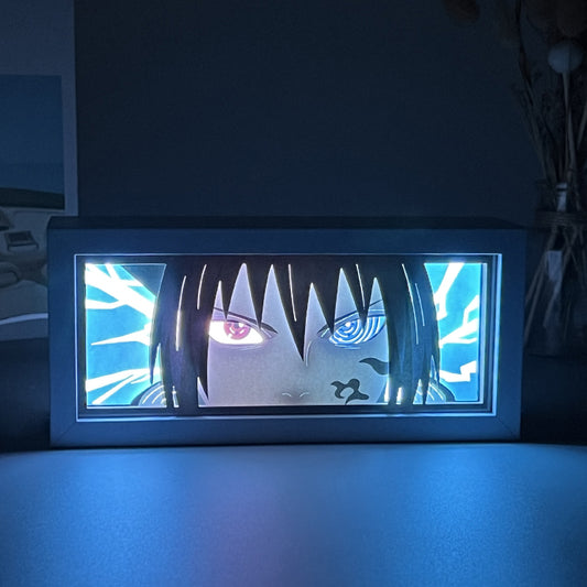 Uchiha Sasuke Anime Paper Cut Carved Light Box with Led Light
