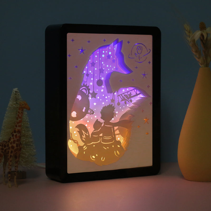 Little Prince Anime Paper Cut Carved Light Box with Led Light