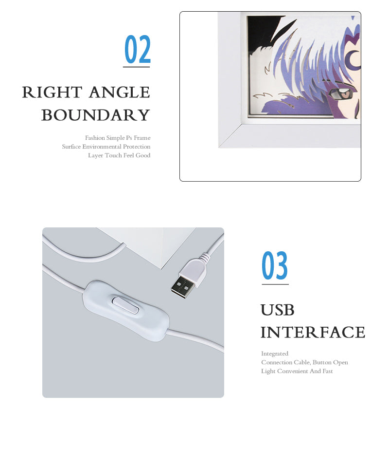 Sesshoumaru Anime Paper Carved Light Box with Led Light