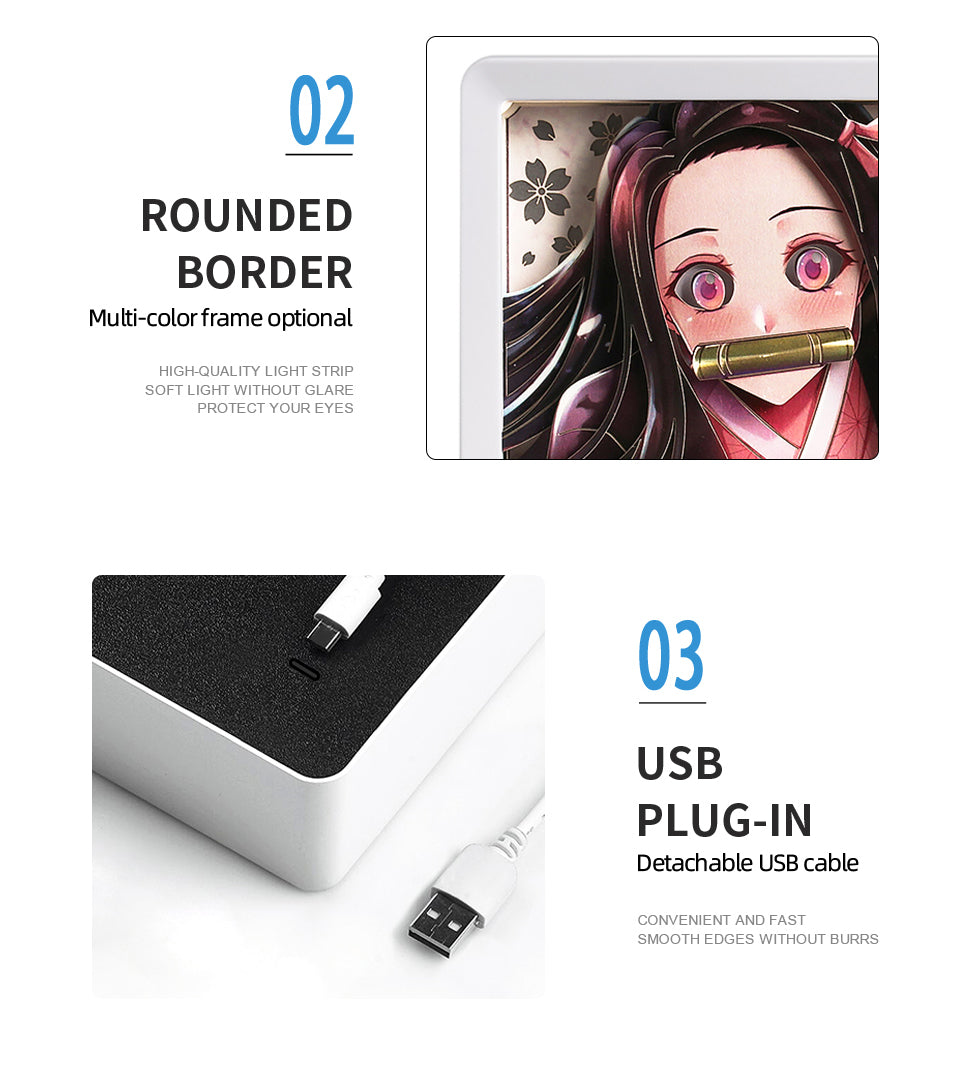 Nezuko Kamado Anime Paper Carved Light Box with Led Light