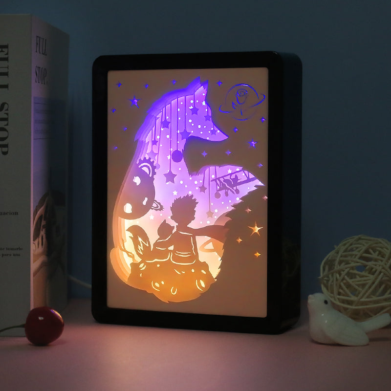 Little Prince Anime Paper Cut Carved Light Box with Led Light