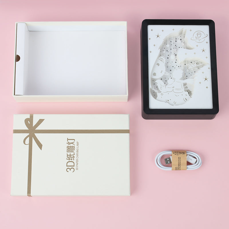 Little Prince Anime Paper Cut Carved Light Box with Led Light