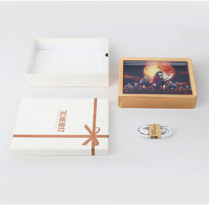 Demon Slayer Anime Paper Carved Light Box with Led Light