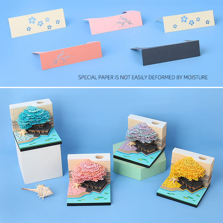 Marriage Tree House Model Hand Tear off 3D Memo Pad With Light