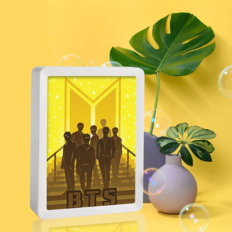 Korean Boys' Team BTS Paper Cut Light Box with Led Light