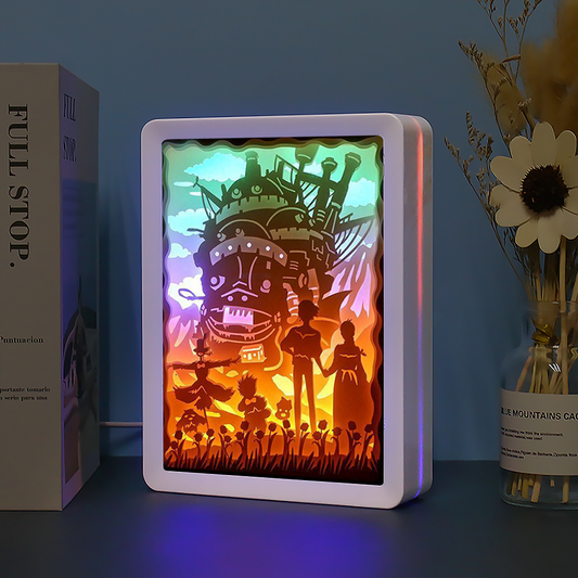 Howl's Moving Castle Anime Paper Cut Carved Light Box with Led Light