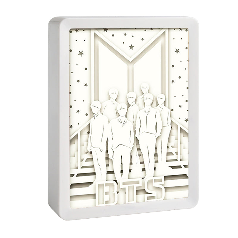 Korean Boys' Team BTS Paper Cut Light Box with Led Light