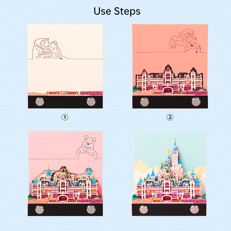 Disney Pink Castle Hand Tear off 3D Memo Pad