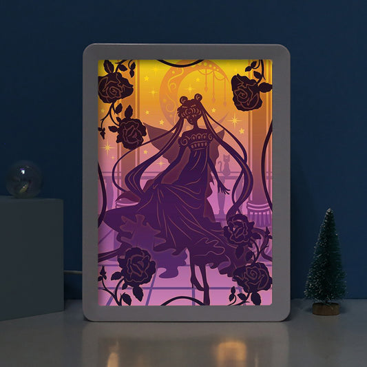 Sailor Moon Anime Paper Cut Carved Light Box with Led Light