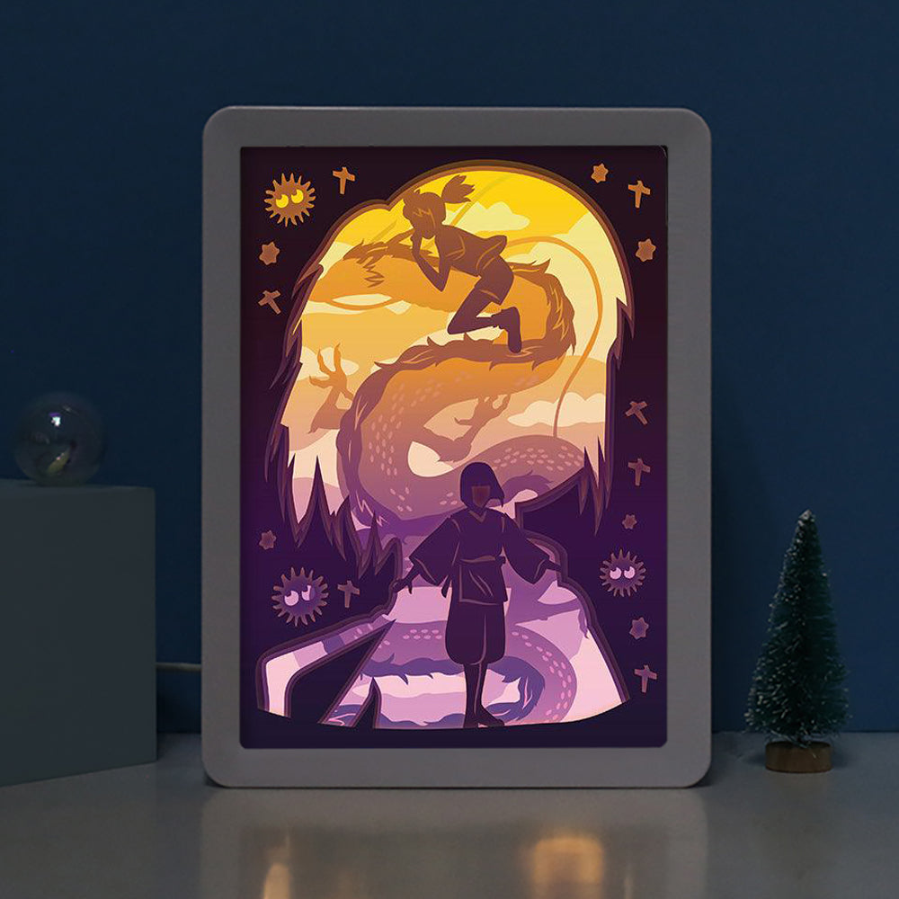 Spirited Away Anime Paper Carved Light Box with Led Light