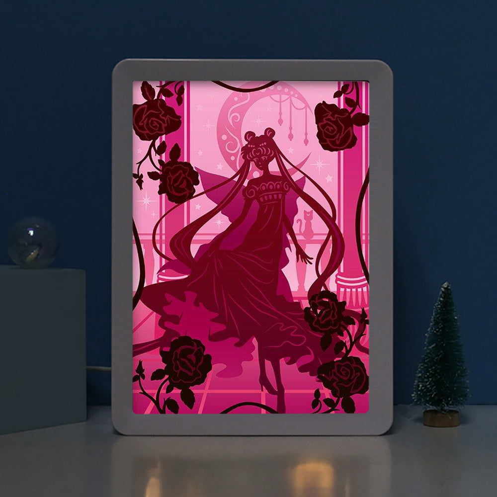 Sailor Moon Anime Paper Cut Carved Light Box with Led Light