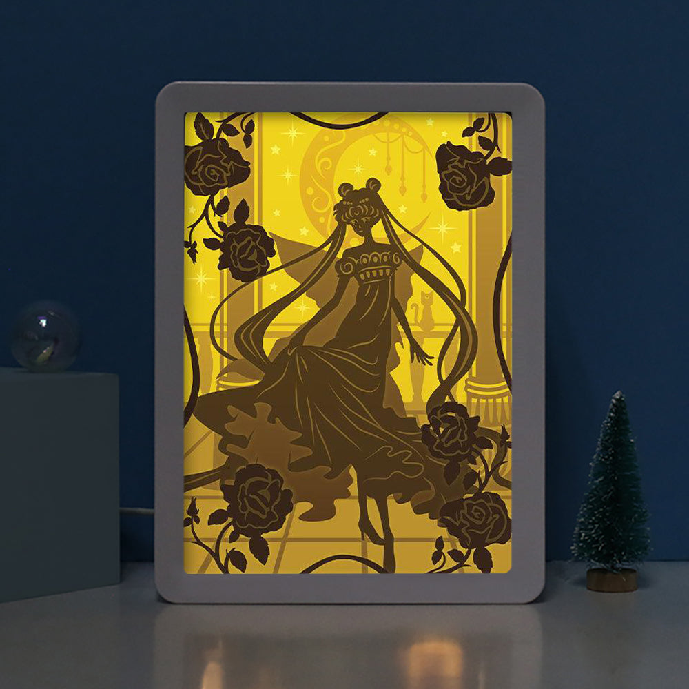 Sailor Moon Anime Paper Cut Carved Light Box with Led Light