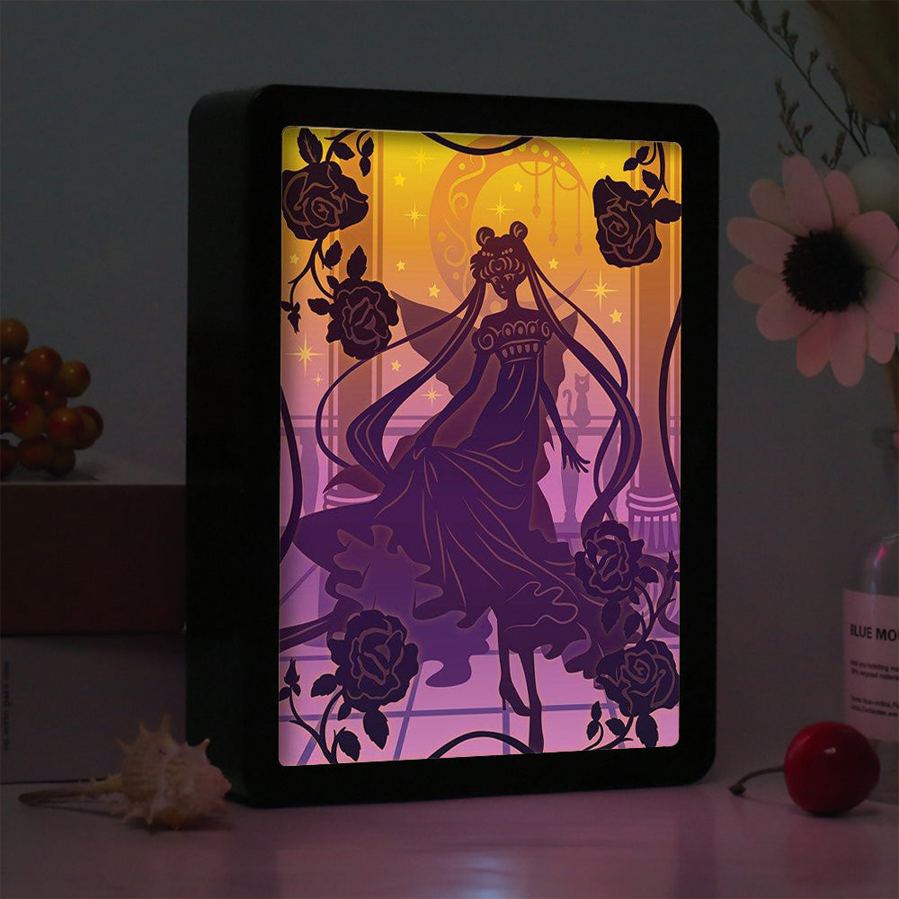 Sailor Moon Anime Paper Cut Carved Light Box with Led Light
