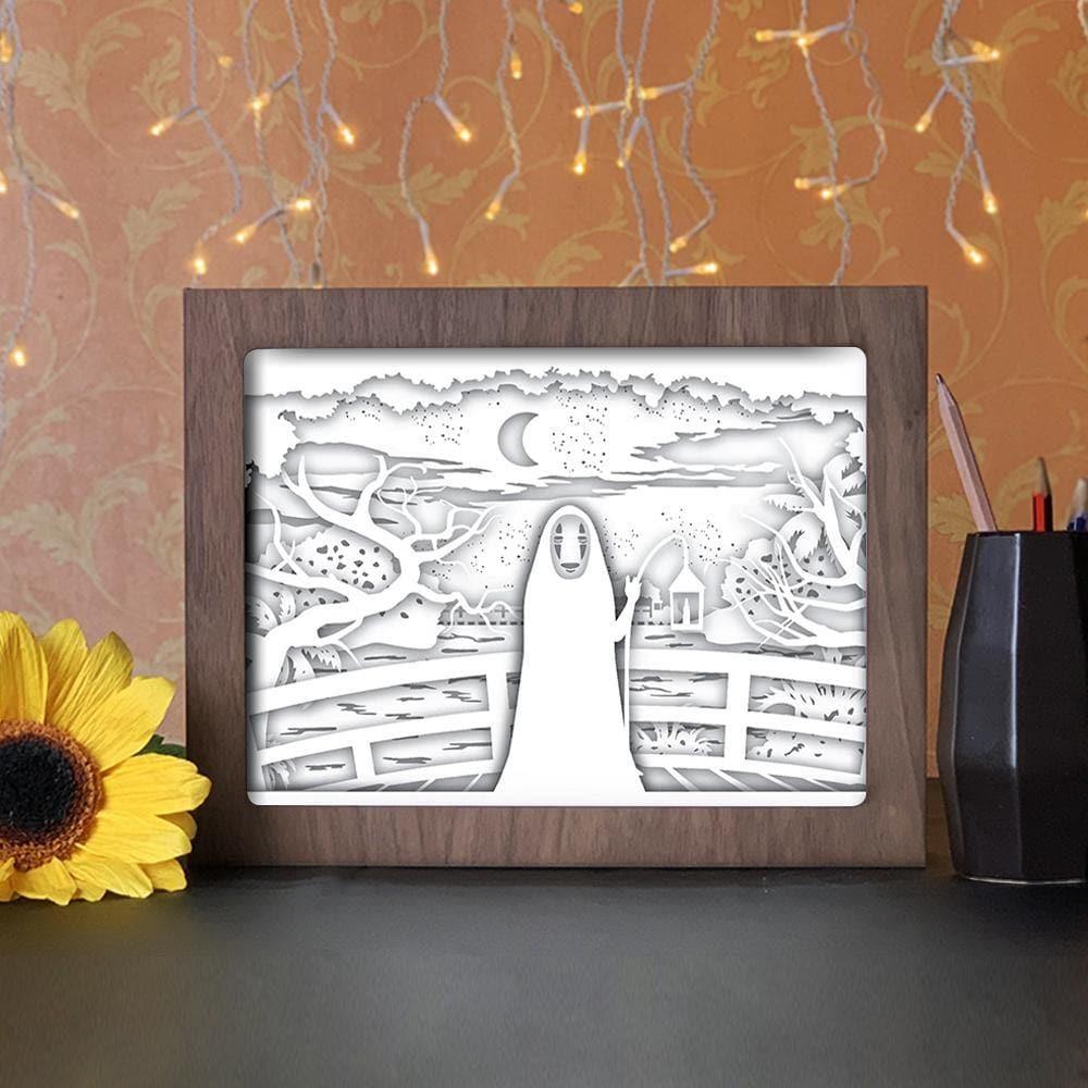 Spirited Away No Face Man Anime Paper Cut Carved Light Box with Led Light