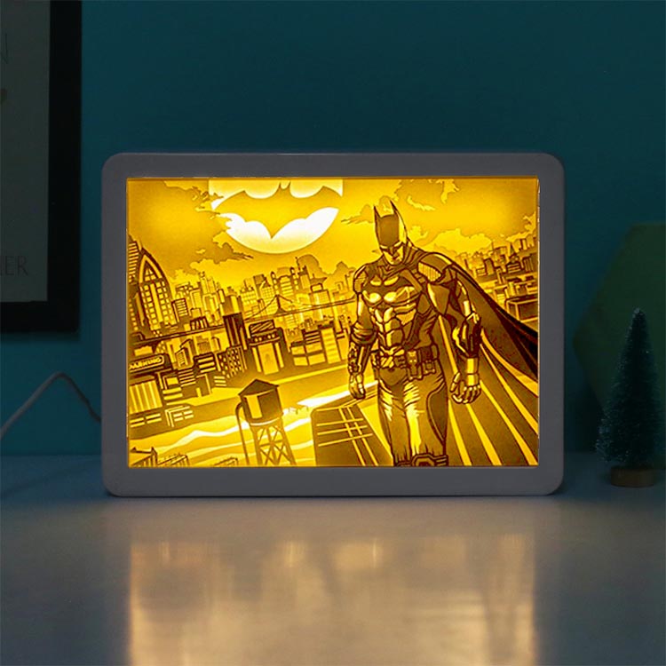 Batman Paper Cut Carved Light Box with Led Light