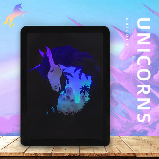 Unicorn Paper Cut Carved Light Box with Led Light