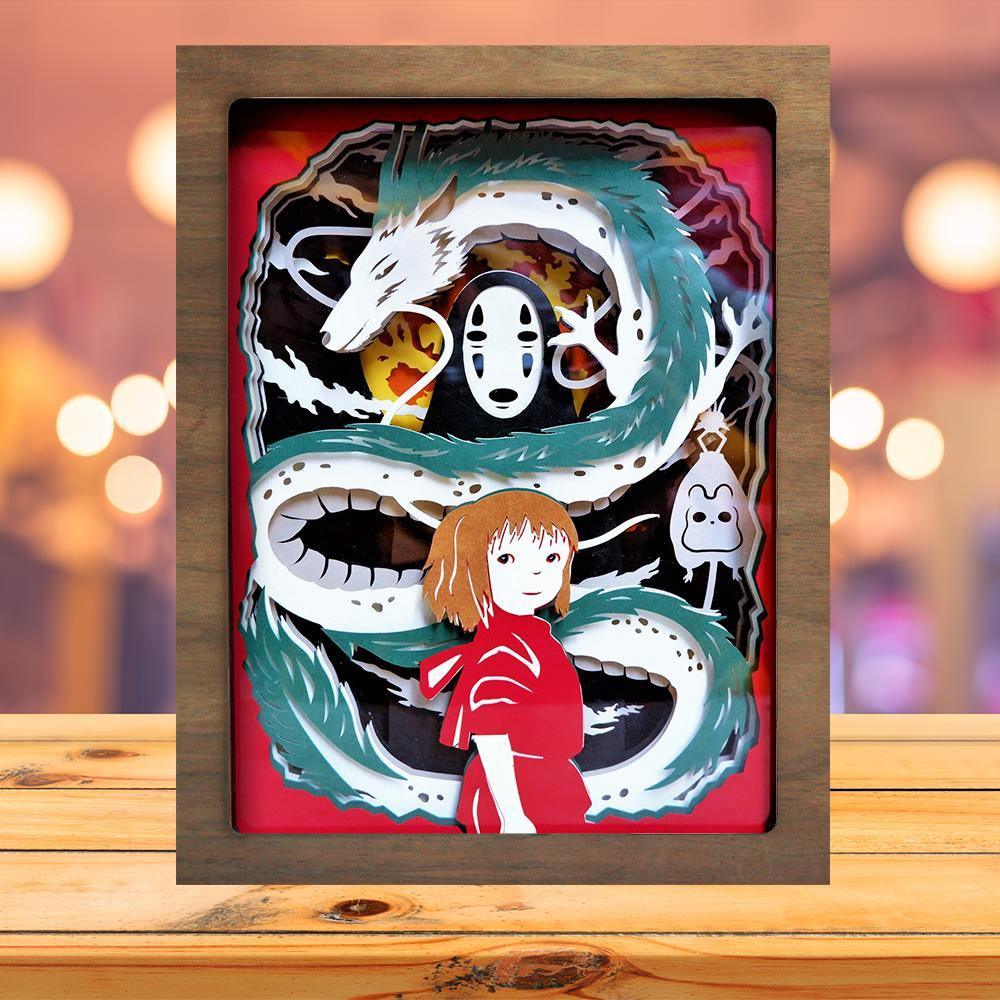 Spirited Away Anime Paper Cut Carved Light Box with Led Light