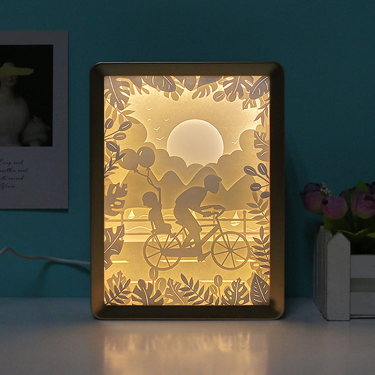Father's Day Gift Paper Cut Carved Light Box with Led Light