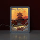 The Yellow Crane Tower Paper Cut Carved Light Box with Led Light