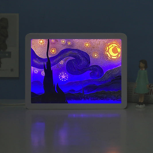 Starry Night Paper Cut Laser Carved Light Box