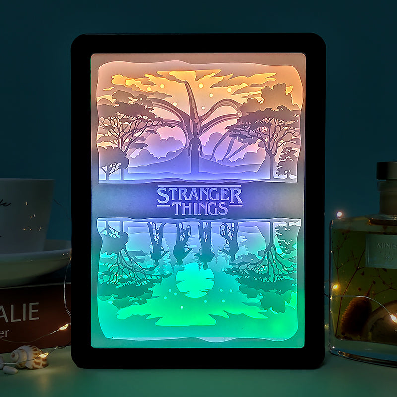 Stranger Things Anime Paper Cut Carved Light Box with Led Light