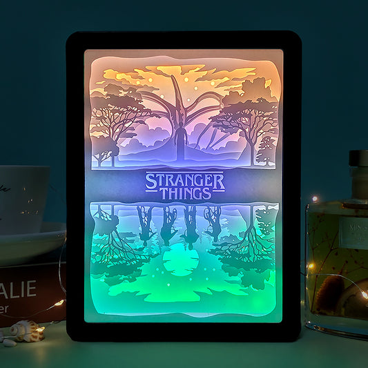 Stranger Things Anime Paper Cut Carved Light Box with Led Light