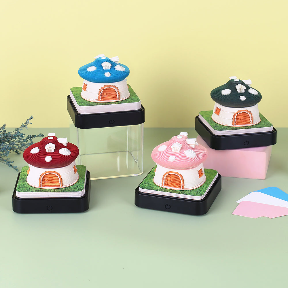 Mushroom Model Hand Tear off 3D Calendar Memo Pad With Light