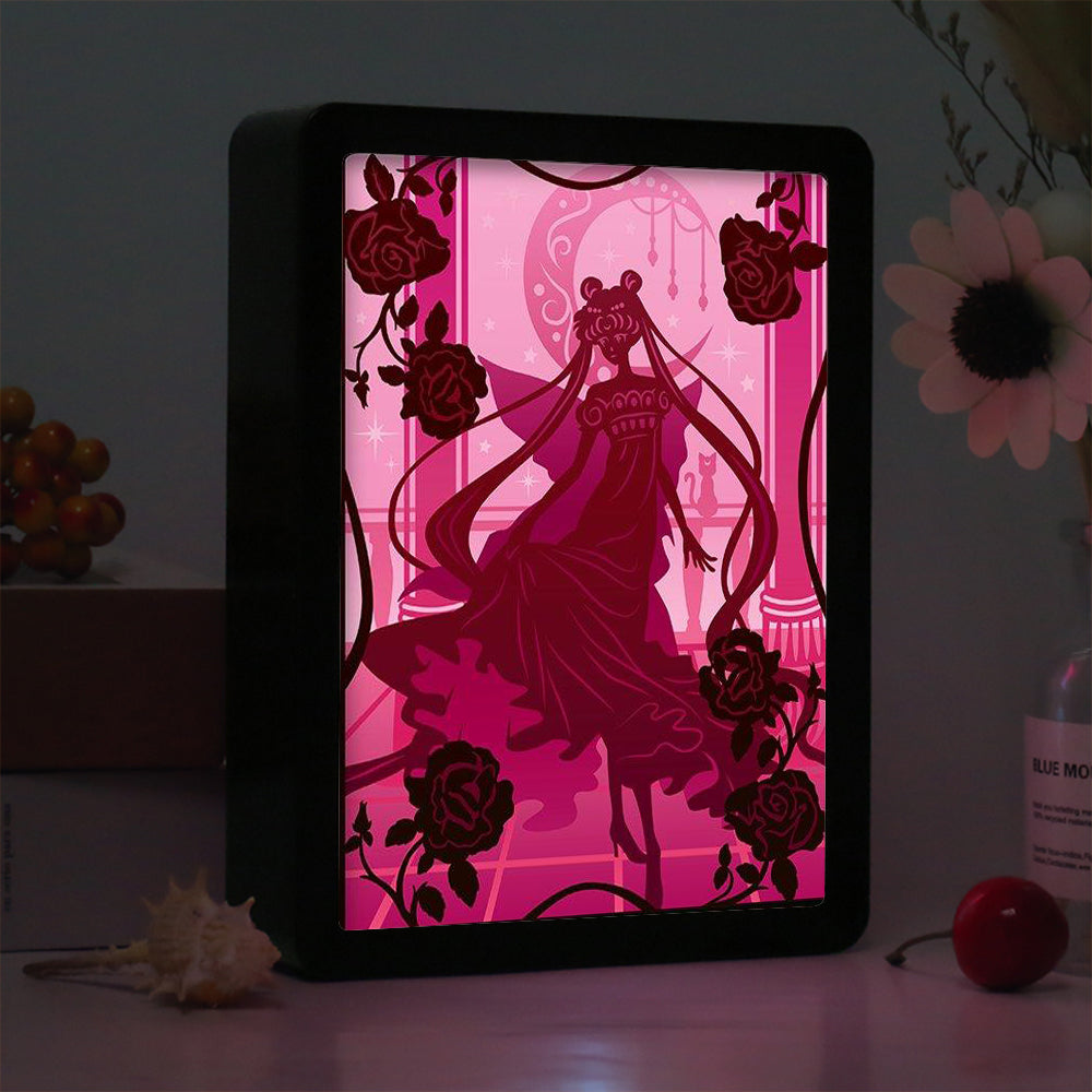 Sailor Moon Anime Paper Cut Carved Light Box with Led Light