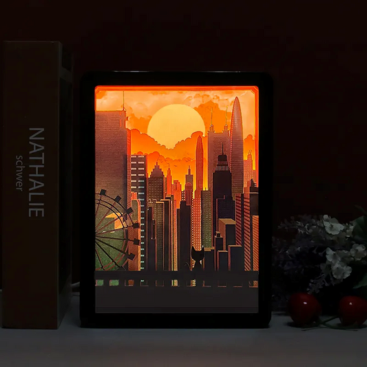 City Light Paper Cut Carved Light Box with Led Light