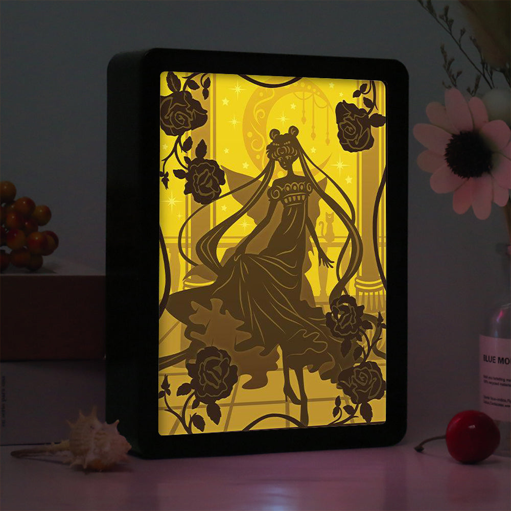 Sailor Moon Anime Paper Cut Carved Light Box with Led Light