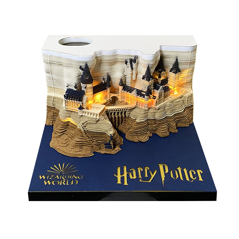 Harry Potter Hogwarts Castle Hand Tear off 3D Calendar Memo Pad With Light