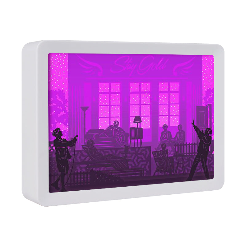 Korean Boys' Team BTS Paper Cut Light Box with Led Light