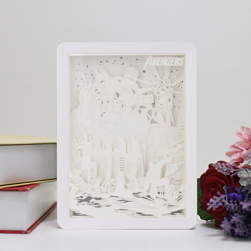 The Avengers Paper Cut Carved Light Box with Led Light