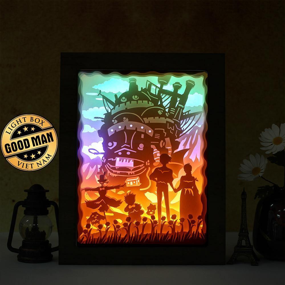 Howl's Moving Castle Anime Paper Cut Carved Light Box with Led Light