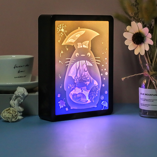 Totoro Anime Paper Carved Light Box with Led Light