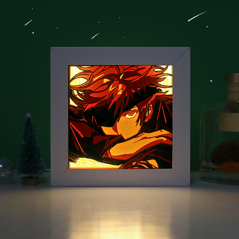 Gojo Satoru Anime Paper Cut Carved Light Box with Led Light