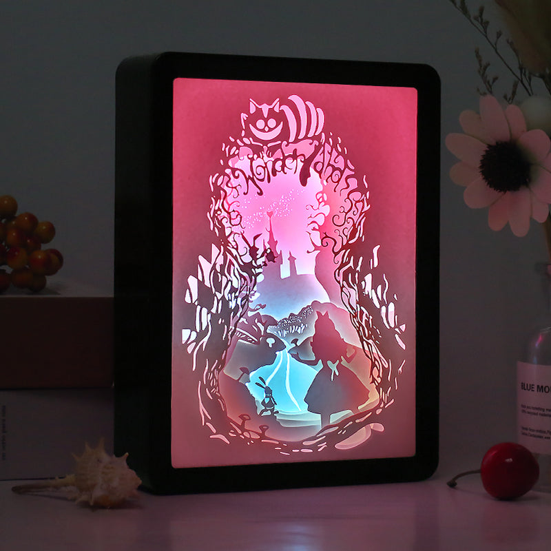 Alice Anime Paper Cut Carved Light Box with Led Light