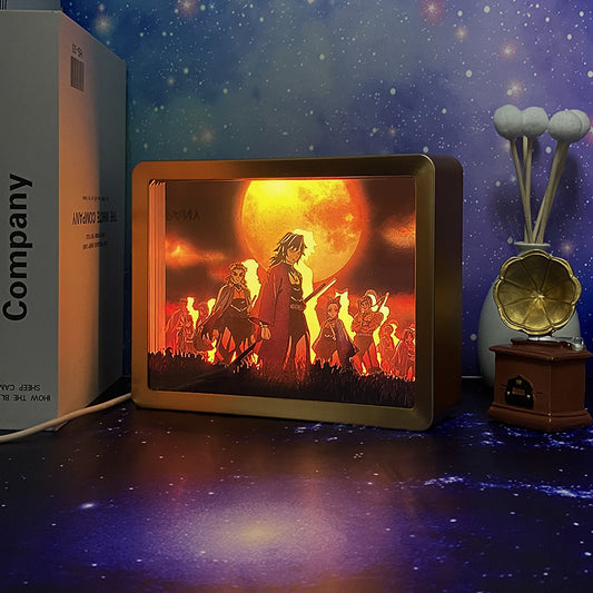 Demon Slayer Anime Paper Carved Light Box with Led Light