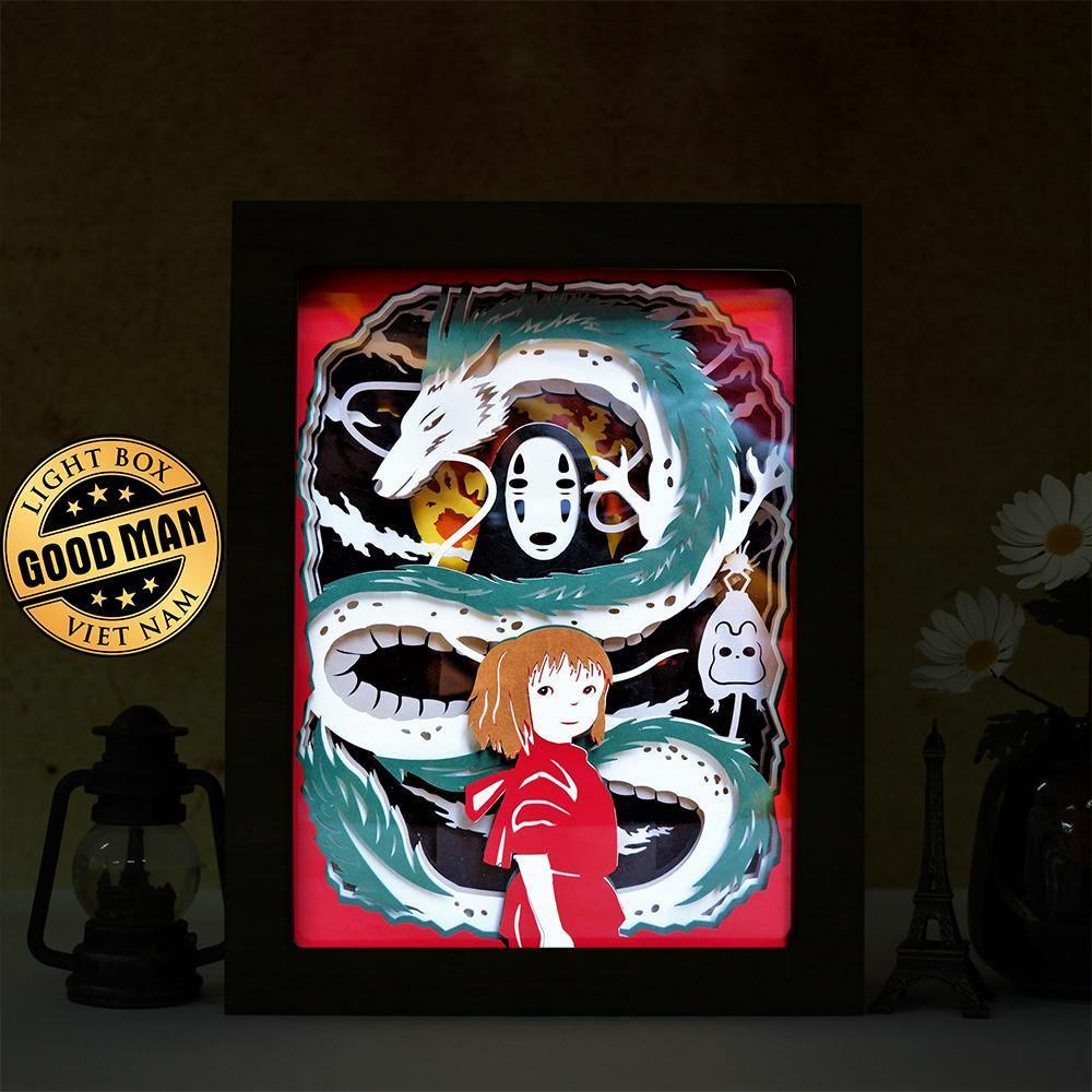 Spirited Away Anime Paper Cut Carved Light Box with Led Light