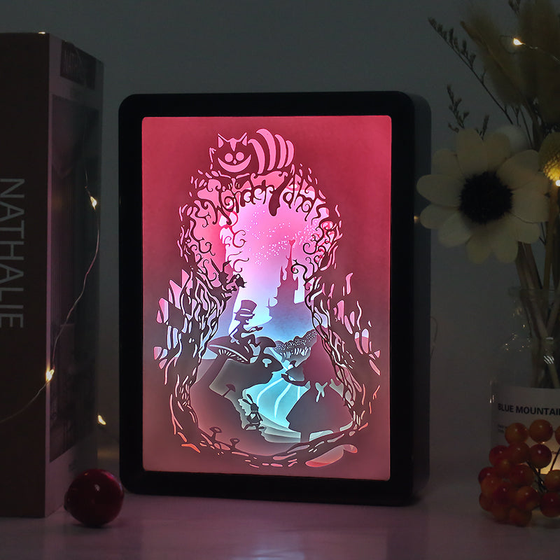 Alice Anime Paper Cut Carved Light Box with Led Light
